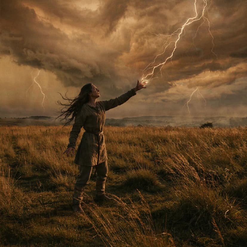 The lonely witch gathers untamed power from the storm-swept high lands.
